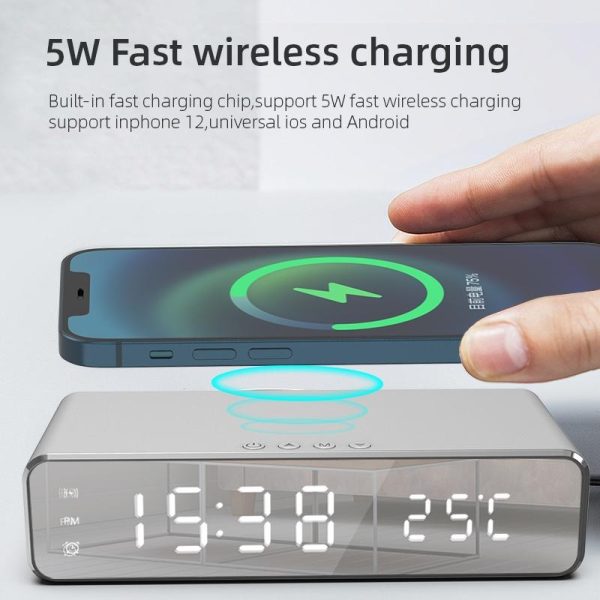Wireless Charging Desktop Phone With Clock & Temperature Display - Silver - Image 4