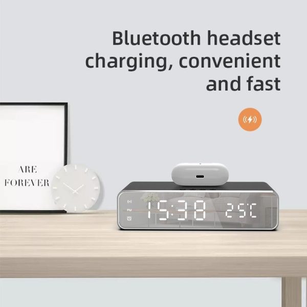 Wireless Charging Desktop Phone With Clock & Temperature Display - Silver - Image 6