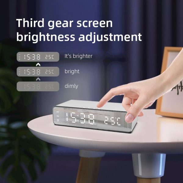 Wireless Charging Desktop Phone With Clock & Temperature Display - Silver - Image 8