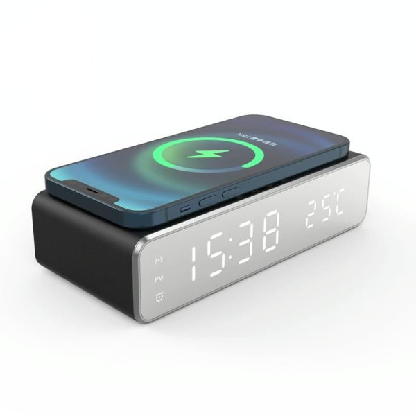 Wireless Charging Desktop Phone With Clock & Temperature Display - Silver - Image 10