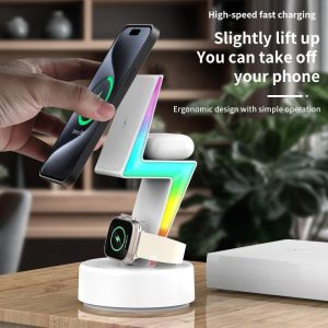 3 In 1 Rgb Light Magnetic Phone Holder With Wireless Charging - White - Image 8