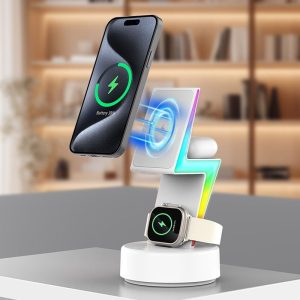 3 In 1 Rgb Light Magnetic Phone Holder With Wireless Charging - White - Image 10