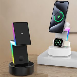 3 In 1 Rgb Light Magnetic Phone Holder With Wireless Charging - White - Image 11
