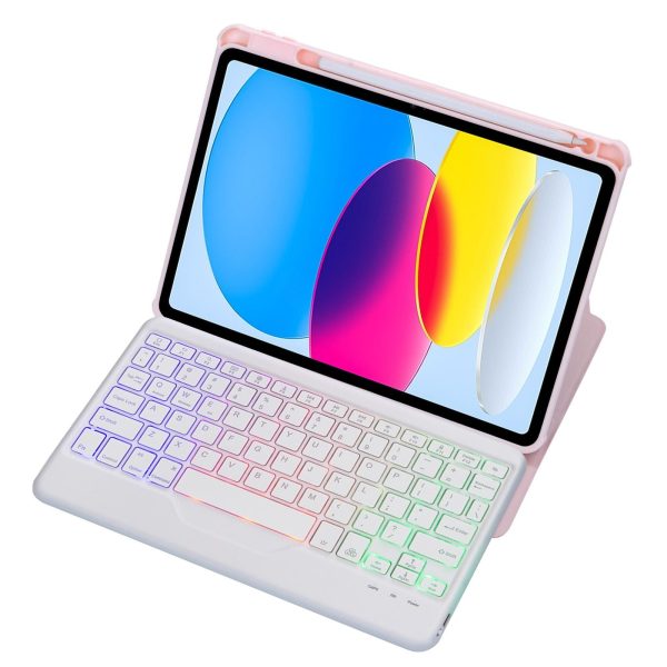 360 Rotation Bluetooth Keyboard Leather Case For Ipad 10.9 2022 With Backlight - Black - Image 2