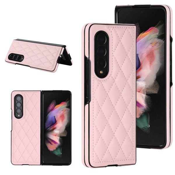 Foldable Microfiber Phone Case for Samsung Galaxy z Fold 4 - Rhombic Design - Black - Image 2
