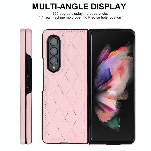 Foldable Microfiber Phone Case for Samsung Galaxy z Fold 4 - Rhombic Design - Black - Image 3