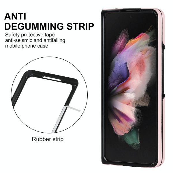 Foldable Microfiber Phone Case for Samsung Galaxy z Fold 4 - Rhombic Design - Black - Image 5