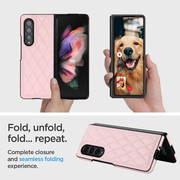 Foldable Microfiber Phone Case for Samsung Galaxy z Fold 4 - Rhombic Design - Black - Image 6