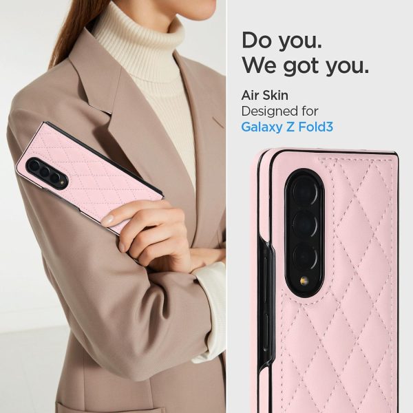 Foldable Microfiber Phone Case for Samsung Galaxy z Fold 4 - Rhombic Design - Black - Image 8