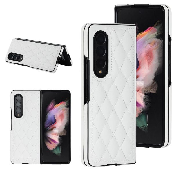 Foldable Microfiber Phone Case for Samsung Galaxy z Fold 4 - Rhombic Design - Black - Image 9