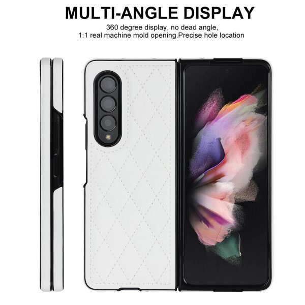 Foldable Microfiber Phone Case for Samsung Galaxy z Fold 4 - Rhombic Design - Black - Image 10