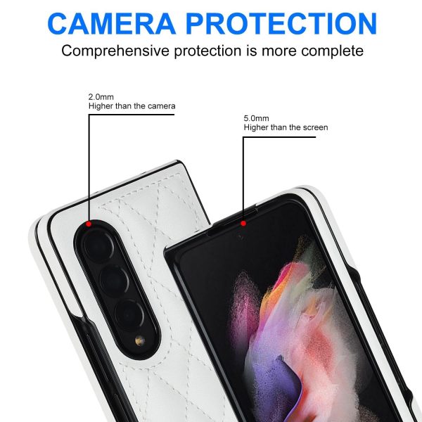 Foldable Microfiber Phone Case for Samsung Galaxy z Fold 4 - Rhombic Design - Black - Image 11