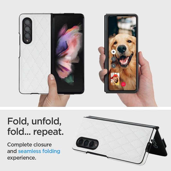 Foldable Microfiber Phone Case for Samsung Galaxy z Fold 4 - Rhombic Design - Black - Image 13