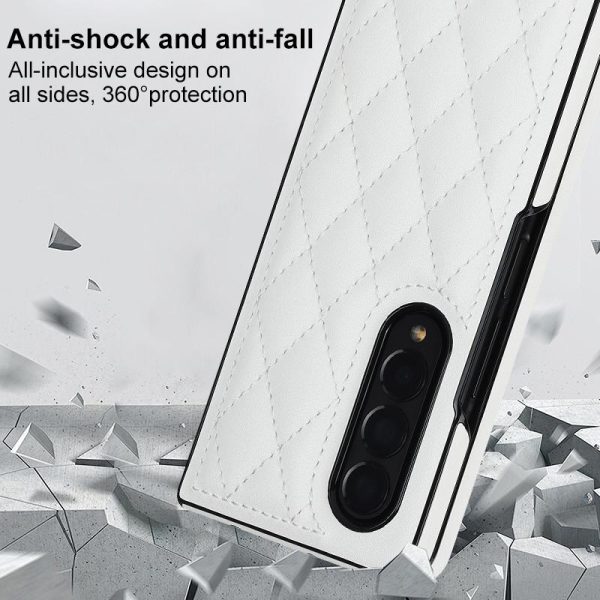 Foldable Microfiber Phone Case for Samsung Galaxy z Fold 4 - Rhombic Design - Black - Image 14