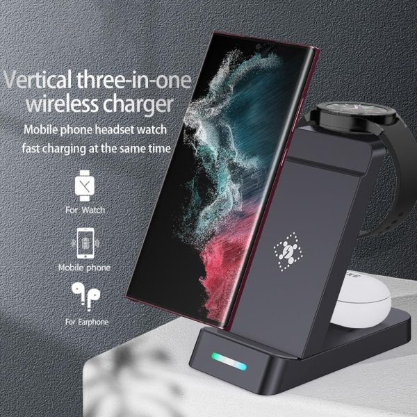 15W 3 In 1 Wireless Charger For Samsung Watch And Galaxy Buds - White - Image 3