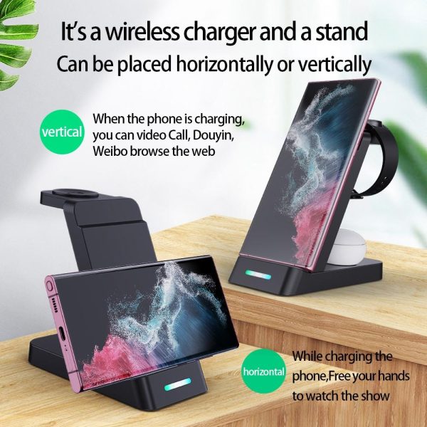 15W 3 In 1 Wireless Charger For Samsung Watch And Galaxy Buds - White - Image 7