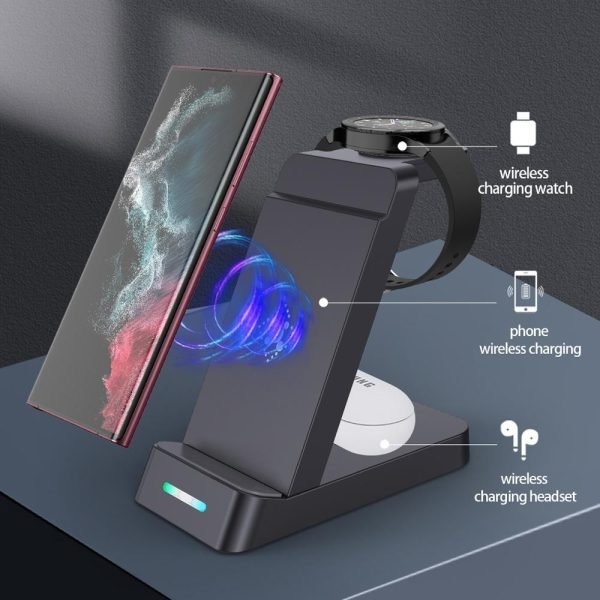 15W 3 In 1 Wireless Charger For Samsung Watch And Galaxy Buds - White - Image 8