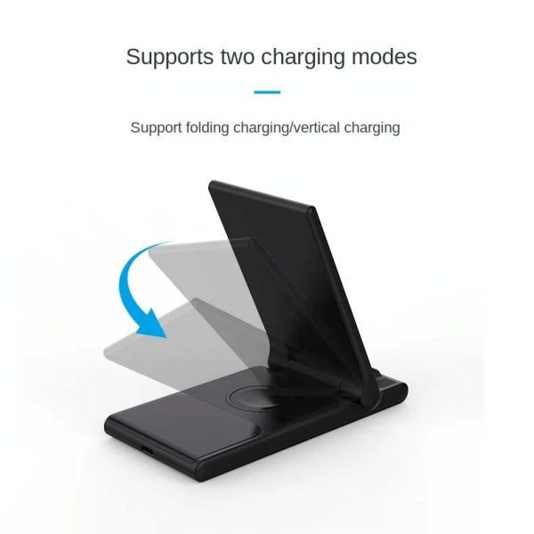 15W Foldable 3 In 1 Wireless Charger Black - Image 10