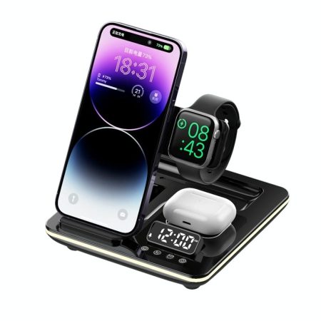 15W 5 In 1 Foldable Wireless Charger Stand - Black