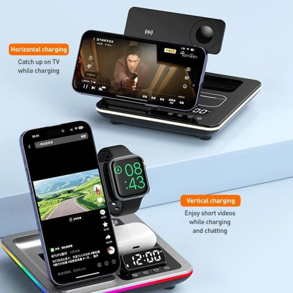 15W 5 In 1 Foldable Wireless Charger Stand - Black - Image 12