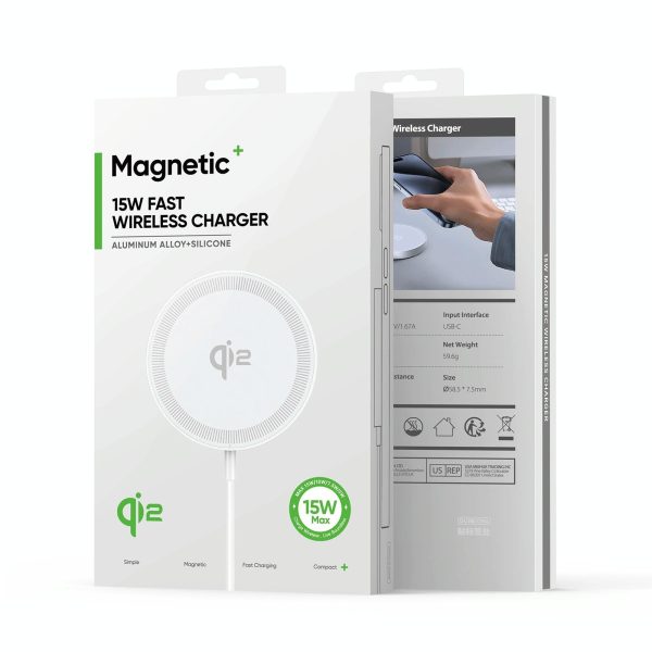 15W Magnetic Suction Wireless Charger White - Image 5