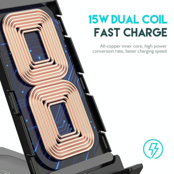 6 In 1 Fast Wireless Charger Stand Black - Image 5
