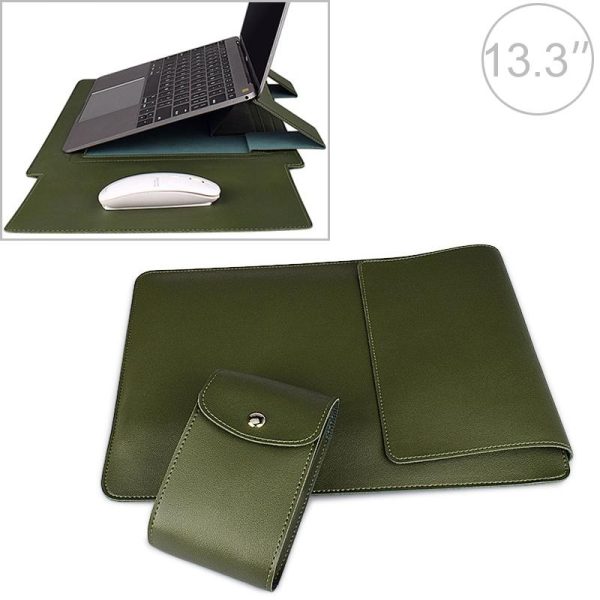 13.3 Inch Laptop Sleeve Leather Case with Small Storage Bag - Black - Image 3