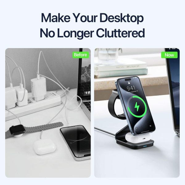15W 3 In 1 Magnetic Wireless Charger Stand Black - Image 7