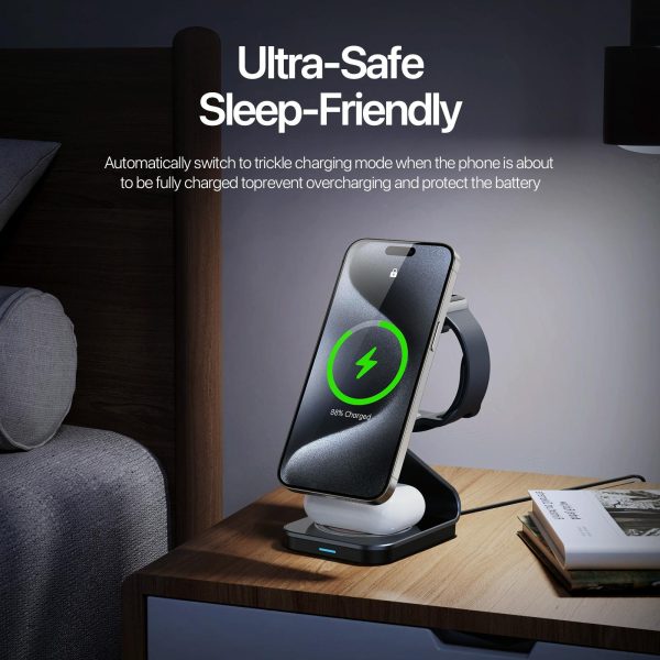 15W 3 In 1 Magnetic Wireless Charger Stand Black - Image 8