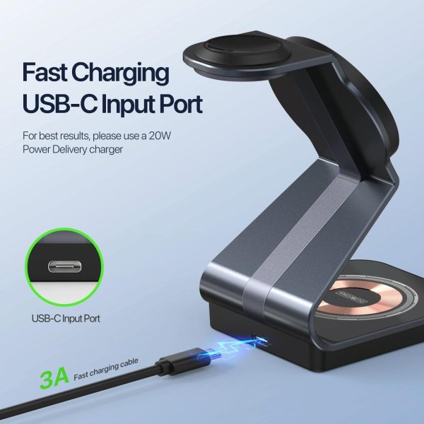 15W 3 In 1 Magnetic Wireless Charger Stand Black - Image 9