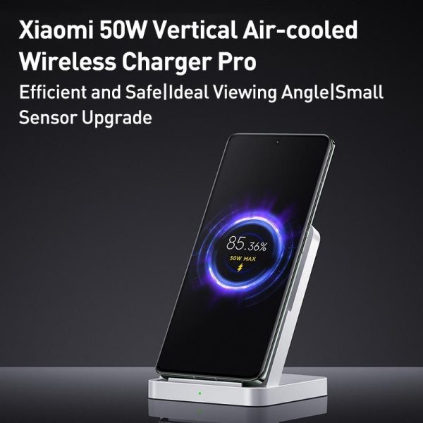 50W Vertical Air Cooled Wireless Charger White - Image 3