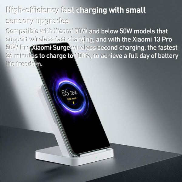 50W Vertical Air Cooled Wireless Charger White - Image 4