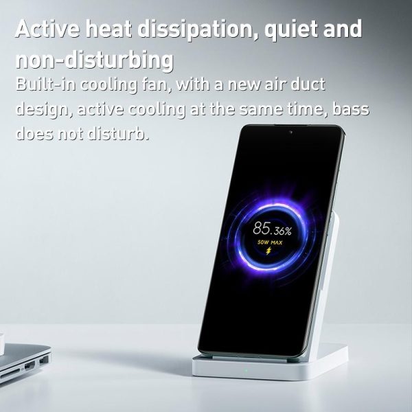 50W Vertical Air Cooled Wireless Charger White - Image 6