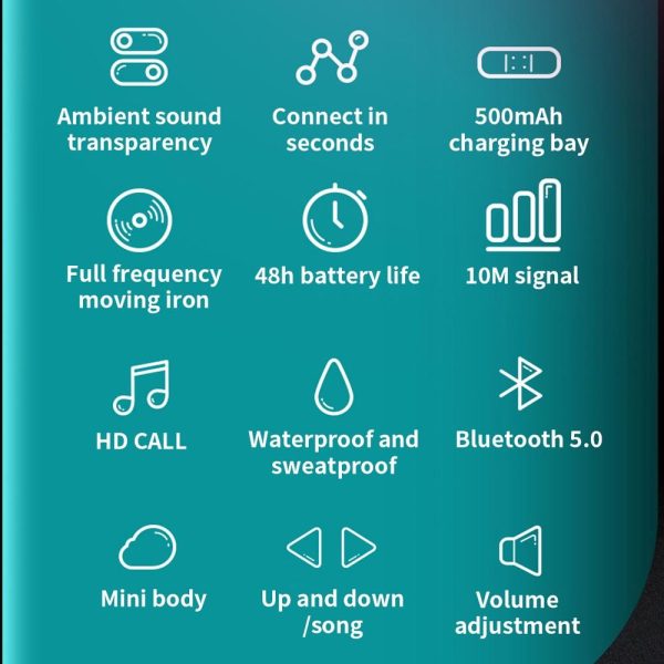 Wireless Bone Conduction Earphone with Bluetooth 5.0 - Black - Image 10