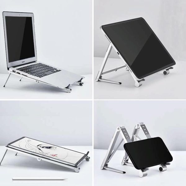 Foldable Metal Laptop Stand for Cooling and Ergonomic - Gray - Image 5