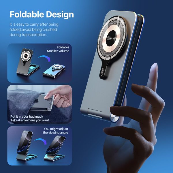 15W 3 In 1 Foldable Magnetic Wireless Charger Grey - Image 6