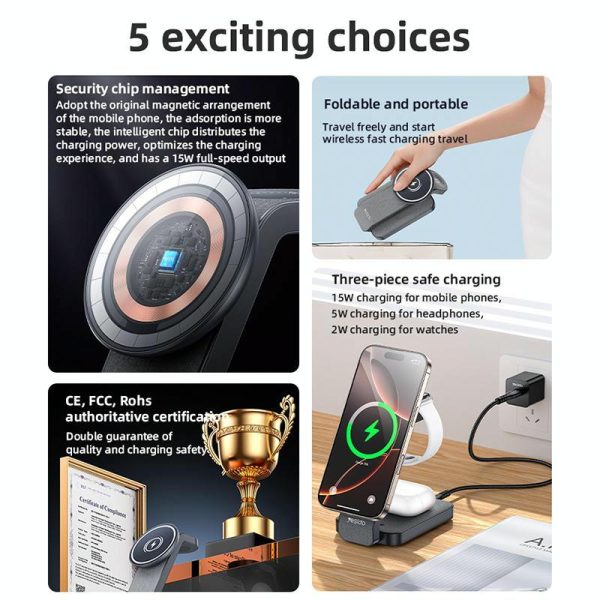 4 In 1 Magnetic Wireless Charging Stand With Night Light - Image 5