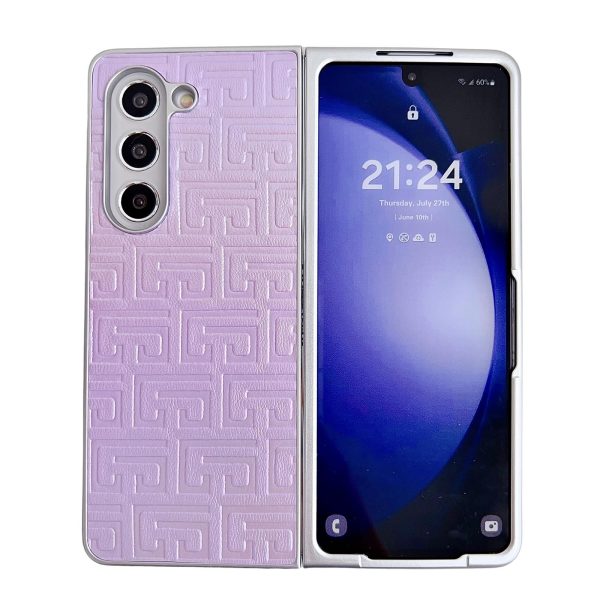 Geometric Gradient Leather Phone Case for Samsung Galaxy z Fold 4 5g - Pearlescent Finish - Purple