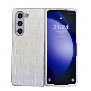 Geometric Gradient Leather Phone Case for Samsung Galaxy z Fold 4 5g - Pearlescent Finish - Purple - Image 2