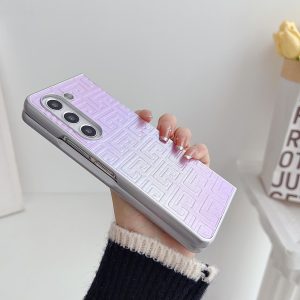 Geometric Gradient Leather Phone Case for Samsung Galaxy z Fold 4 5g - Pearlescent Finish - Purple - Image 10