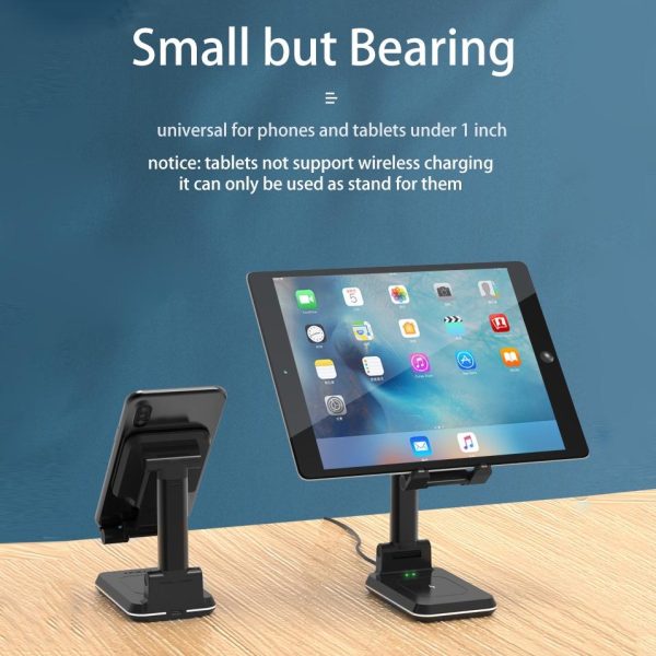 Portable 2 In 1 Wireless Charging Stand Single Charge - Black - Image 7