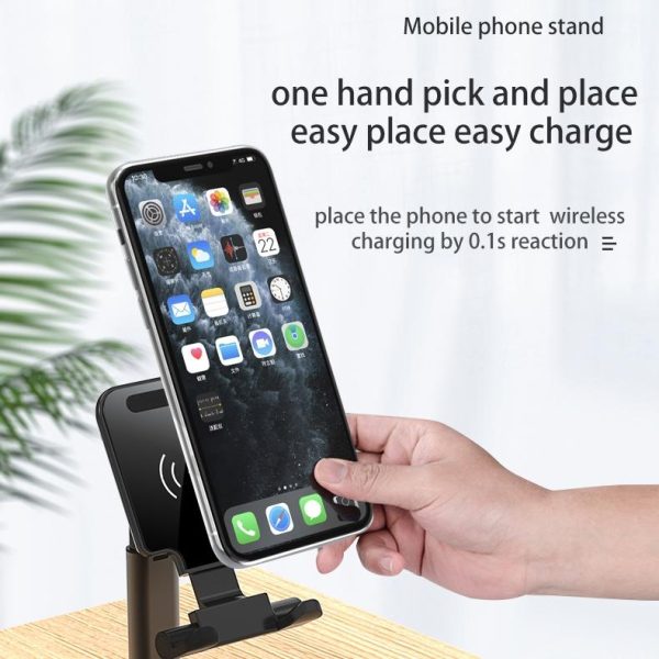 Portable 2 In 1 Wireless Charging Stand Single Charge - Black - Image 13
