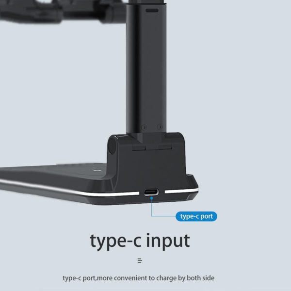 Portable 2 In 1 Wireless Charging Stand Single Charge - Black - Image 15