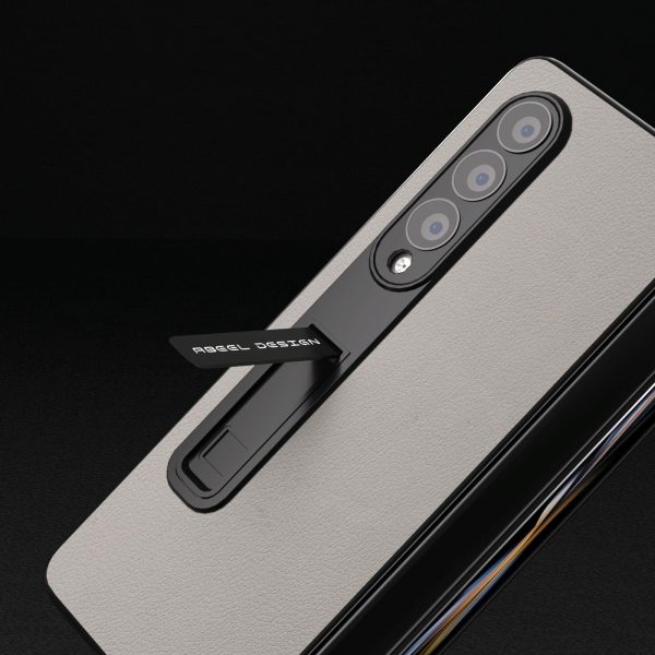 Leather Phone Case with Holder for Samsung Galaxy z Fold 4 / 5g - Wave Design - Black - Image 5