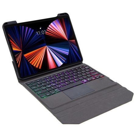 Integrated Bluetooth Keyboard Leather Case For Ipad Pro 11 - Backlit Touchpad Holder - Black