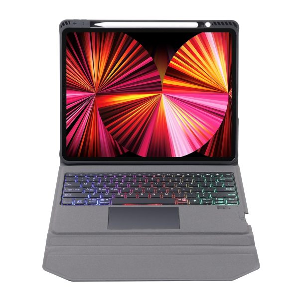 Integrated Bluetooth Keyboard Leather Case For Ipad Pro 11 - Backlit Touchpad Holder - Black - Image 5