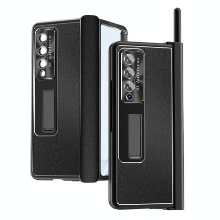 Shockproof Magnetic Litchi Pattern Phone Case for Samsung Galaxy z Fold 4 - Black