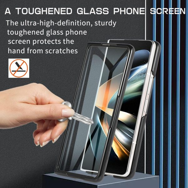 Leather Folding Phone Case for Samsung Galaxy z Fold 4 - Black - Image 9