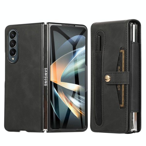Leather Folding Phone Case for Samsung Galaxy z Fold 4 - Black - Image 11