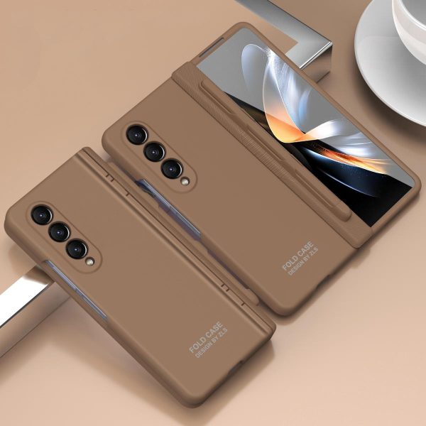 Foldable Phone Case with Pen and Stylus for Samsung Galaxy z Fold 4 / 5g - Coffee - Image 2
